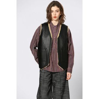 See U Soon Mouwloos vest van imitatieleer met sherpa voering