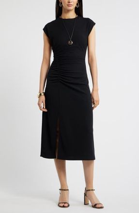 Nordstrom Side Ruched Knit Midi Dress in Black at Nordstrom, Size Xx-Large Regular