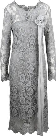 Ermanno Scervino Lange kanten jurk - Dames - Feestkleedjes - Grijs - M - Kleedjes