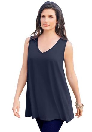 Roaman's Plus Size Cotton Ultimate Swing Tank Top in Navy at Nordstrom, Size 16