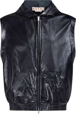 Marni sleeveless leather jacket - men - Lamb Skin - 48 - Black