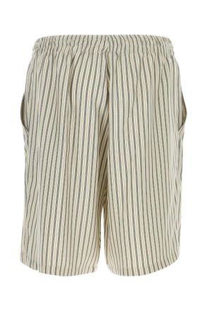 Le Kasha Mens Embroidered Silk Bermuda Shorts Blue Exterior