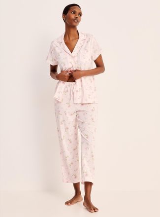 Lauren Ralph Lauren Womens Soft flowers pink piping pyjama set