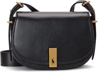 Polo Ralph Lauren Shoulder Bags, female, Black, Size: ONE SIZE Mini Saddle Polo Id Leather Bag