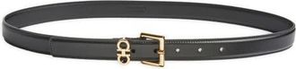 Ferragamo Slim Double Gancio Leather Belt in Nero at Nordstrom, Size 100