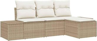 vidaXL Conjunto De Sof&aacute; De Jard&iacute;n 4 Pcs Beige Polirat&aacute;n Vidaxl