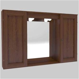 Savini Specchio mobile bagno noce anticato con 2 ante e illuminazione 92x16x63 cm