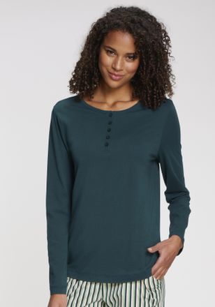 s.Oliver Pyjamaoberteil S.OLIVER, Damen, Gr. 32/34, gr&uuml;n (dunkelgr&uuml;n), Single Jersey, Obermaterial: 50% Baumwolle, 50% Viskose, unifarben, Basic, Basic lang, R