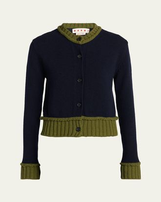 Marni Wool-Blend Contrast-Trim Cardigan