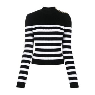 Balmain 4 btn striped knit pullover