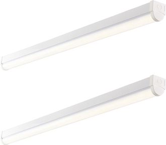 Loops 2 PK 6ft High Lumen Emergency Batten Light - 68.5W Cool White LED - Gloss White