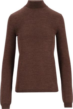 Maison Margiela Wool and Silk Blend Turtleneck - Dames - Coltruien - Bruin - S - Wol - Truien & Vesten