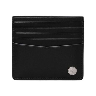 Calvin Klein Wallets & Cardholders, male, Black, Size: ONE SIZE Black Leather Card Holder Wallet