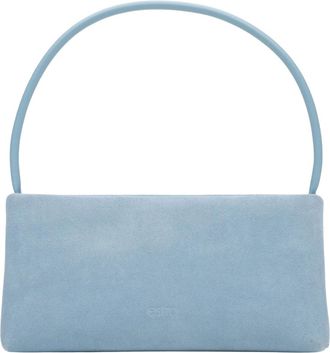 Estro & Luminara Handbags, female, Blue, Size: ONE SIZE Genuine Velour Shoulder Bag