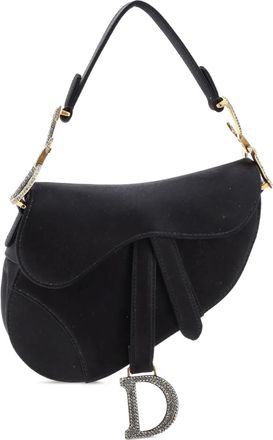 Dior Saddle Handbag Satin with Crystals Mini shoulder bag - Zwart