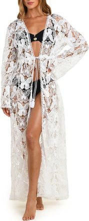 L'agence Butterfly Long Sleeve Cover-Up in White at Nordstrom, Size X-Small
