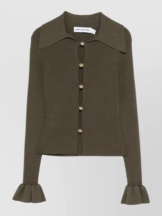 Self Portrait knit top long sleeves keyhole gold buttons