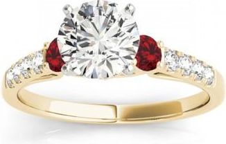 Allurez Diamond & Ruby Three Stone Engagement Ring 18k Yellow Gold (0.43ct)