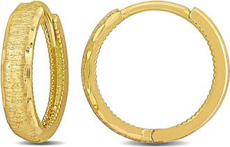 Mimi & Max 17mm Huggie Hoop Earrings in Brushed Finish 14k Yellow Gold