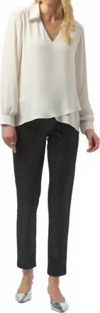 Joseph Ribkoff Slim Formal Geometric Trousers In Black Silver