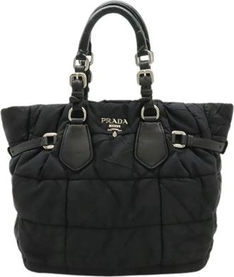 Prada Pre-owned Nylon Leder Tote Bag - Dames - Vintage Handtas - Zwart - ONE Size - Nylon - Vintage