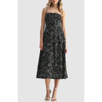 All in Favor Midi Sundress in Black White at Nordstrom Rack, Size X-Small