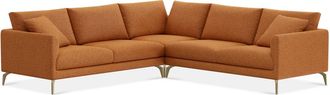 Castlery Lena L-Shaped Sectional Sofa Customized, Performance Boucle Rust, Brass Legs, Spill Resistant, Removable Covers for Castlery Sofas