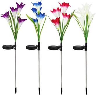 OEM 4 Luces Solares Exteriores Con Dise&ntilde;o De Flores De Lirio, Resistentes Al Agua (ip65), Ideales Para La Decoraci&oacute;n De Jardines, Patios Y Caminos