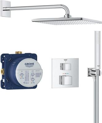 GROHE QuickFix Precision SmartControl doucheset met 2 uitgangen hoofddouche Vitalio Rain Mono 310 kubus handdouche Vitalio Joy Cube Stick 1 straal slang 1.5