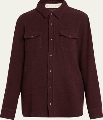 God's True Cashmere Claret Solid Cashmere Button-Down Shirt
