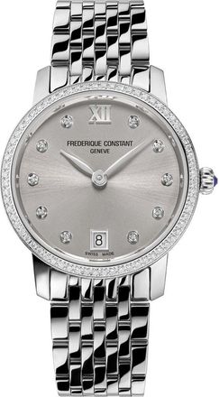 Frederique Constant Classic Slimline Diamond Bracelet Watch, 30mm in Silver-Tone at Nordstrom