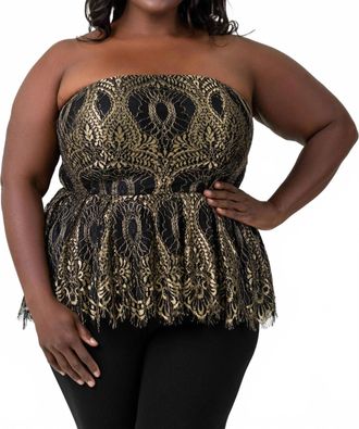 Marée Pour Toi Lace Bustier Top In Gold Lace