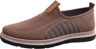 Generic Fashion Spring and Summer Men Sports Shoes Flat Bottom Lightweight Mesh Breathable Comfortable Solid Color Features: Loafer Shoes for Men and (Brown, 