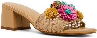Anne Klein Dia Straw Flower Slide Sandal in Multicolor at Nordstrom, Size 7.5