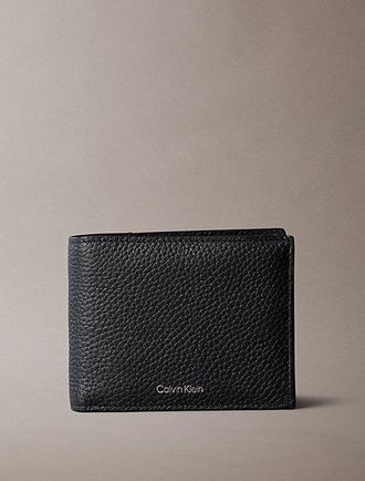 Calvin Klein Cartera De Piel Granulada De Plegado Triple Con Rfid