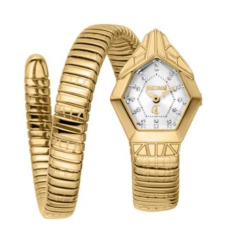 Just Cavalli Womens Signature Snake Gemma Fashion Watch - Yellow Gold Silver JC1L358M0035 - One Size