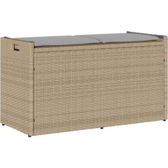 vidaXL Cassapanca da Esterno con Cuscino Beige 100 cm in Polyrattan vidaXL