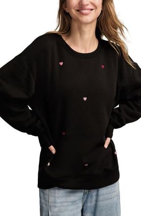 Lucky Brand Valentine Heart Crewneck Sweatshirt in Black Combo at Nordstrom, Size X-Small