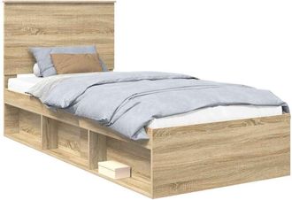 vidaXL Bed Frame with Headboard Sonoma 90 x 190 cm Solid Pine Wood vidaXL