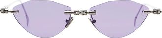 Kuboraum Sunglasses, female, Gray, Size: ONE SIZE Rimless Gunmetal Sunglasses with Lilac Lens