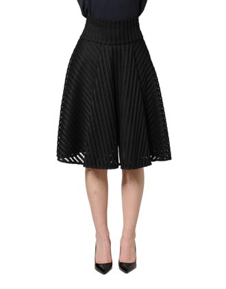 Pinko Cotton Striped Fla Silhouette Aline Midi Womens