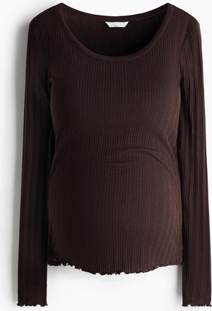 H&M MAMA Shirt in Pointellestrick - Brown