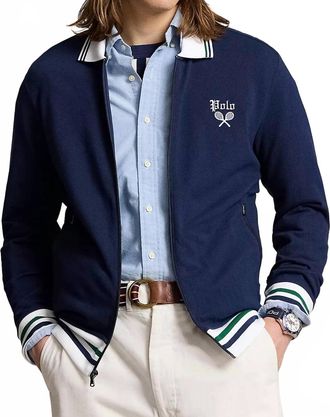 Polo Ralph Lauren Collared Full Zip Jacket In Navy