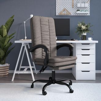 vidaXL Silla De Oficina Reclinable De Tela Gris Taup&eacute; Vidaxl