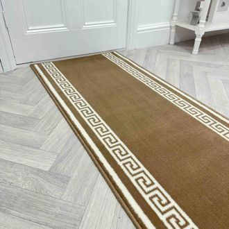 Runrug Hallway Carpet Runner Rug - Soft & Comfy, 9mm - Key in Light Brown | Size: 60 cm x 390 cm