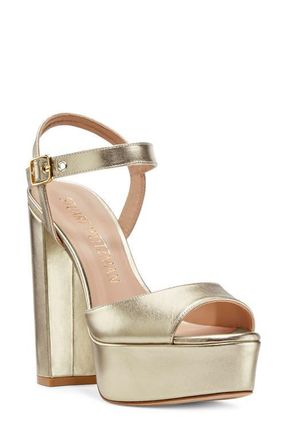 Stuart Weitzman Ryder 95 Platform Sandal in Platino at Nordstrom
