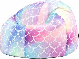 Icon Brand Puf infantil cl&aacute;sico para interior y exterior con estampado de sirena