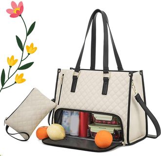 Generic Packuum 3 in 1 Tote Bag, Packuumbagsco 3 in 1 Tote Bag, My Daily Bags Totewith Lunch Compartment, for Work, Travel (beige)