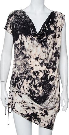 Just Cavalli Multicolor Abstract Printed Knit Tie Detail Mini Dress