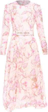 Zimmermann 2024 Pink Floral Linen Silk Midi Dress